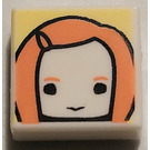 LEGO White Tile 1 x 1 with Ginny Weasley Face with Groove (3070)