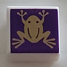 LEGO White Tile 1 x 1 with Gold Frog with Groove (3070)
