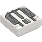 LEGO White Tile 1 x 1 with Imperial Jet Pack Controls with Groove (3070)