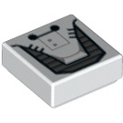 LEGO White Tile 1 x 1 with Jetpack Pattern with Groove (3070 / 25677)
