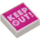 LEGO White Tile 1 x 1 with KEEP OUT! with Groove (3070)