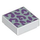 LEGO Wit Tegel 1 x 1 met Lavender Splotches Aan Aqua Background met groef (3070 / 101651)