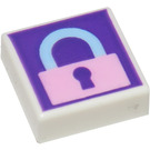LEGO White Tile 1 x 1 with Locked Padlock with Groove (3070)