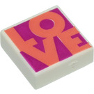 LEGO White Tile 1 x 1 with LOVE with Groove (3070)
