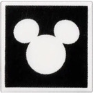 LEGO White Tile 1 x 1 with Mickey Mouse Head on Black with Groove (3070)