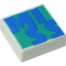 LEGO White Tile 1 x 1 with MISS with Groove (3070)