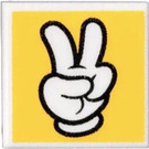 LEGO White Tile 1 x 1 with Peace Sign Glove with Groove (3070)