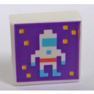 LEGO Wit Tegel 1 x 1 met Pixelated Astronaut met groef (3070)