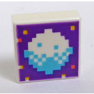 LEGO Wit Tegel 1 x 1 met Pixelated Moon met groef (3070)