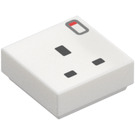 LEGO Vit Bricka 1 x 1 med Plug Kontakt och Switch med skåra (3070 / 109290)