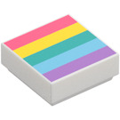 LEGO Hvit Tile 1 x 1 med Rainbow med Rille (3070 / 48272)