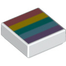 LEGO Wit Tegel 1 x 1 met Rainbow met groef (3070 / 48272)