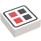 LEGO blanc Tuile 1 x 1 avec rouge & Noir Buttons avec rainure (3070)