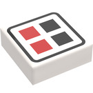 LEGO White Tile 1 x 1 with Red & Black Buttons with Groove (3070 / 45193)