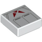LEGO White Tile 1 x 1 with Red Triangles with Groove (3070)