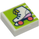 LEGO White Tile 1 x 1 with Roller Skate with Groove (3070)