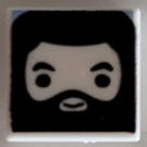 LEGO White Tile 1 x 1 with Rubeus Hagrid with Groove (3070)