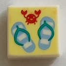 LEGO White Tile 1 x 1 with Sandals and Red Crab with Groove (3070)
