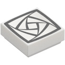 LEGO White Tile 1 x 1 with Silver squares with Groove (3070 / 104952)