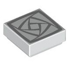 LEGO White Tile 1 x 1 with Silver squares with Groove (3070 / 104952)