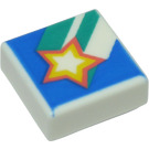 LEGO Weiß Fliese 1 x 1 mit Star mit Nut (3070)