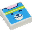LEGO White Tile 1 x 1 with Teddy Bear Face with Groove (3070)