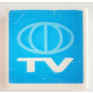 LEGO Weiß Fliese 1 x 1 mit TV Globe Logo mit Nut (3070)