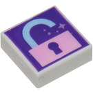 LEGO White Tile 1 x 1 with Unlocked Padlock with Groove (3070)
