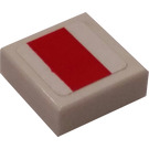 LEGO White Tile 1 x 1 with X-Wing Red Rectangle Sticker with Groove (3070)