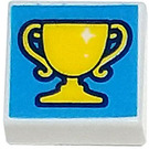 LEGO Wit Tegel 1 x 1 met Geel Trophy met groef (3070)
