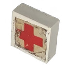 LEGO Weiß Fliese 1 x 1 ohne Kante  mit rot Kreuz Aufkleber ohne Kante