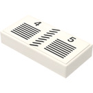 LEGO White Tile 1 x 2 with "4" and "5" with Lines Sticker with Groove (3069)