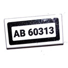 LEGO White Tile 1 x 2 with AB 60313 Sticker with Groove (3069)