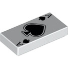 LEGO White Tile 1 x 2 with Ace of Spades Card Pattern with Groove (3069 / 18710)
