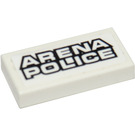 LEGO White Tile 1 x 2 with 'AREAN POLICE' Sticker with Groove (3069)