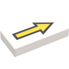 LEGO White Tile 1 x 2 with Arrow Long with Black Border with Groove (3069)