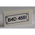 LEGO White Tile 1 x 2 with 'B4D 4551' Sticker with Groove (3069)