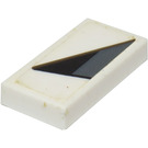 LEGO White Tile 1 x 2 with Black and Dark Gray Triangle (Model Right) Sticker with Groove