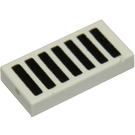 LEGO White Tile 1 x 2 with Black Grille with Groove (3069)