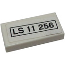 LEGO White Tile 1 x 2 with Black 'LS 11 256' License Plate Sticker with Groove (3069)
