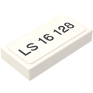 LEGO Weiß Fliese 1 x 2 mit Schwarz LS 16 128 Muster Aufkleber mit Nut (3069)