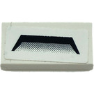 LEGO White Tile 1 x 2 with Black Vent Sticker with Groove (3069)