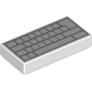 LEGO White Tile 1 x 2 with Blank PC Keyboard with Groove (3069)
