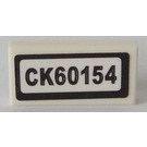 LEGO Weiß Fliese 1 x 2 mit 'CK60154' License Platte Aufkleber mit Nut (3069)