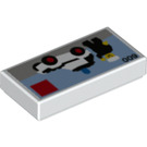 LEGO Weiß Fliese 1 x 2 mit Classic Polizei Box mit Nut (3069 / 38210)