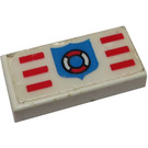 LEGO Wit Tegel 1 x 2 met 'Coast Bewaker' logo Sticker met groef (3069)