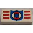LEGO White Tile 1 x 2 with Coast Guard with Groove