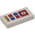 LEGO White Tile 1 x 2 with Control Panel & Skull Sticker with Groove (3069)