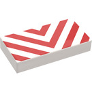LEGO White Tile 1 x 2 with Danger Stripes with Groove (3069)
