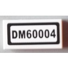 LEGO blanc Tuile 1 x 2 avec 'DM60004' Autocollant avec rainure (3069)